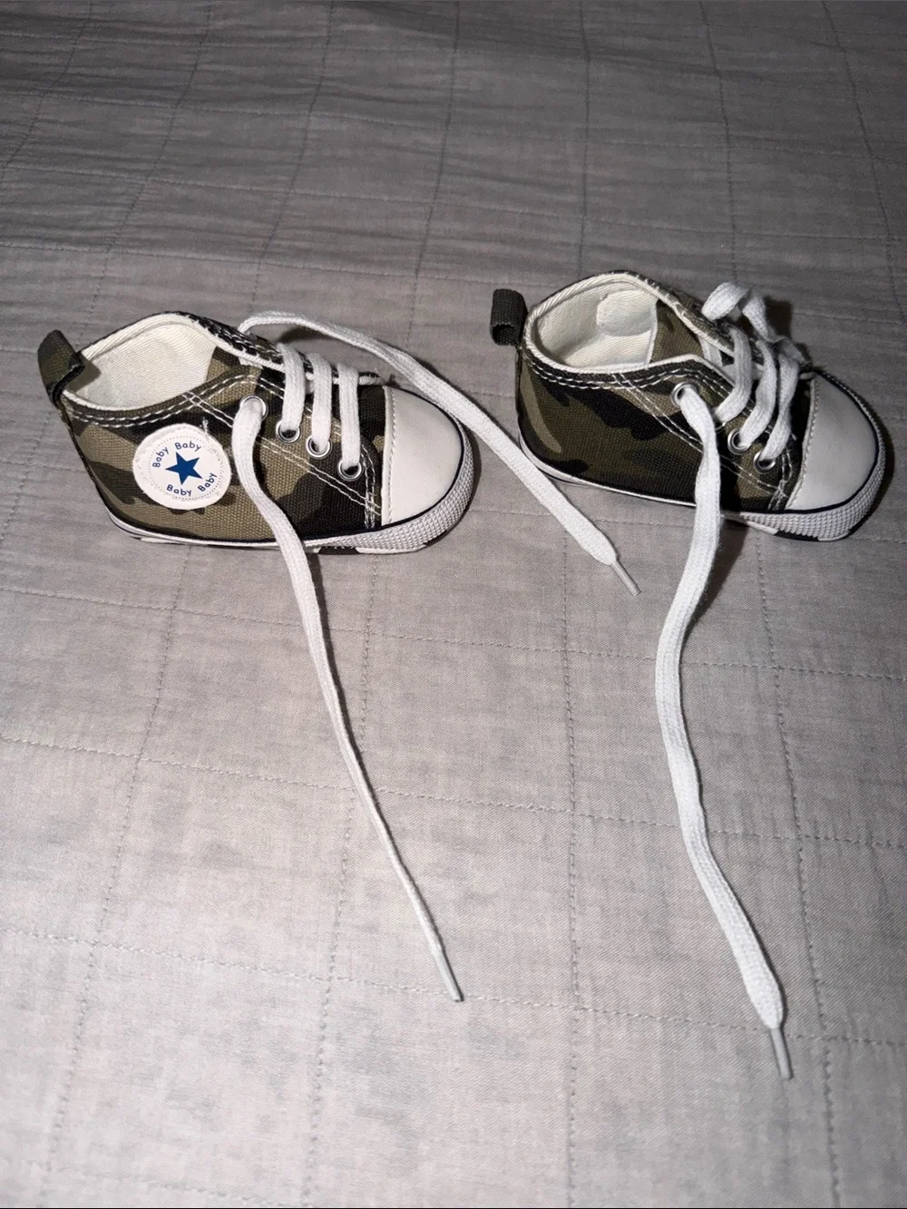 Kids Camo Canvas Sneakers with White Toecap